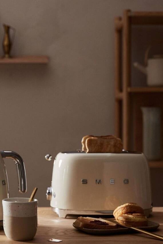 50s Style Retro Krem Ekmek Kızartma Makinesi 2x1 Tsf01creu - 1