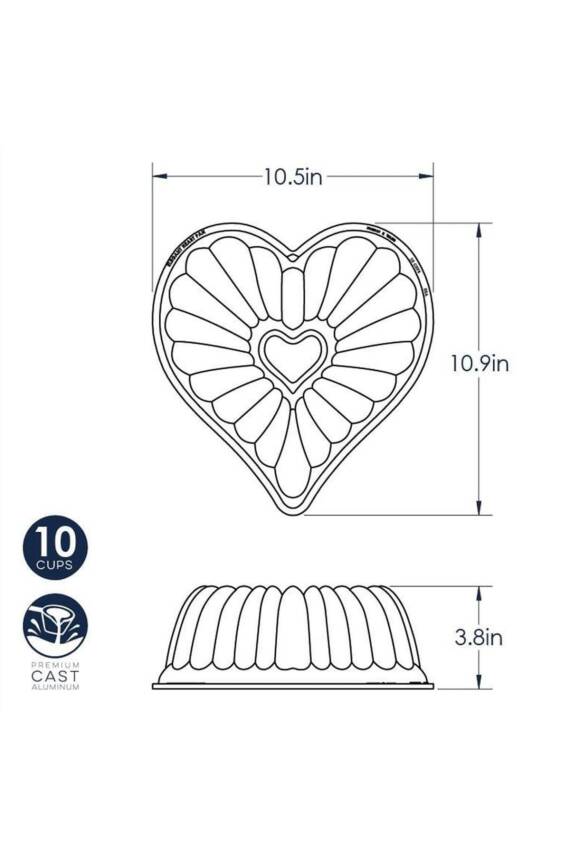 55548 Elegant Kalp Bundt Kek Kalıbı - 2