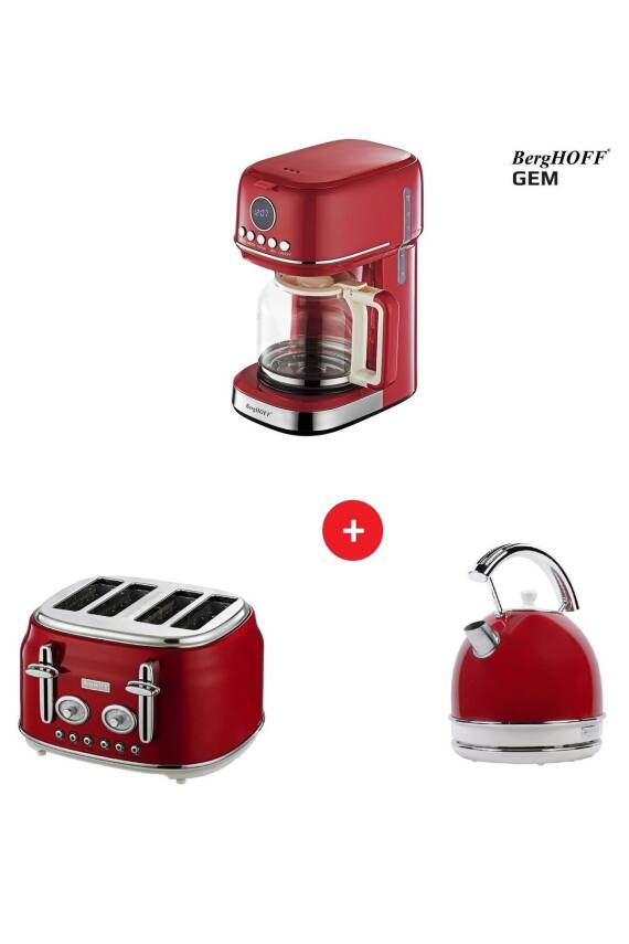 Filtre Kahve Makinesi Retro Kettle + 4 Dilim Ekmek Kızartma Makinesi - 1