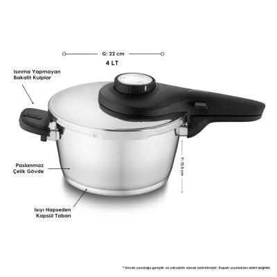 Jumbo 1000245471001 Prime Master 4 + 6L Çelik 2 Parça Düdüklü Tencere Seti - 4