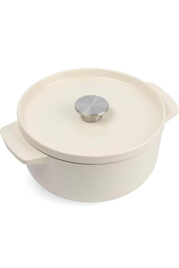 Kapaklı Döküm Demir Tencere 22 cm 3.3 L Almond Cream - 1