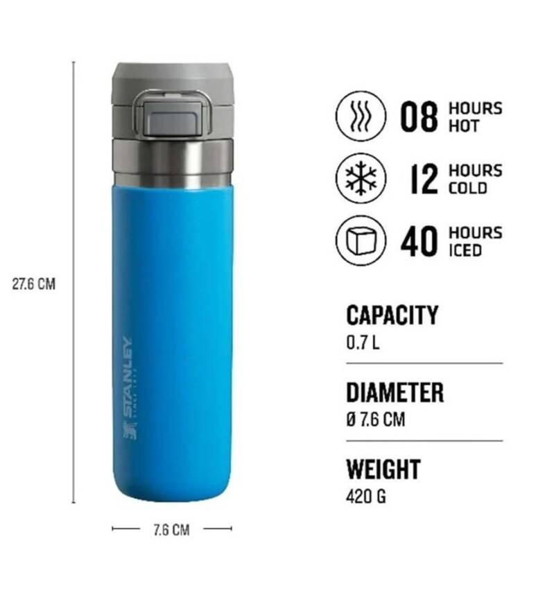 Stanley The Quick Flip Paslanmaz Çelik Termos 0.70 Lt Mavi - 2