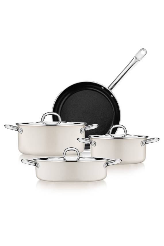 Swiss Crystal Krem 7 Parça Tencere Seti - 1