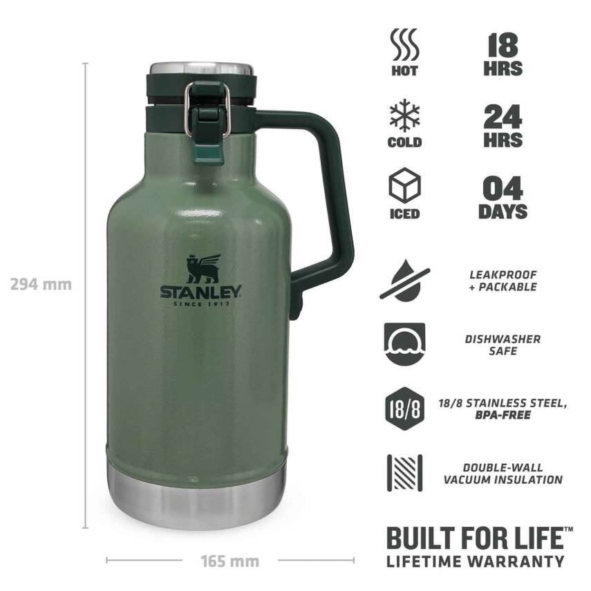 Stanley Klasik Vakumlu Kilitli ve Saplı Yeşil Termos 1.9 Litre - 2